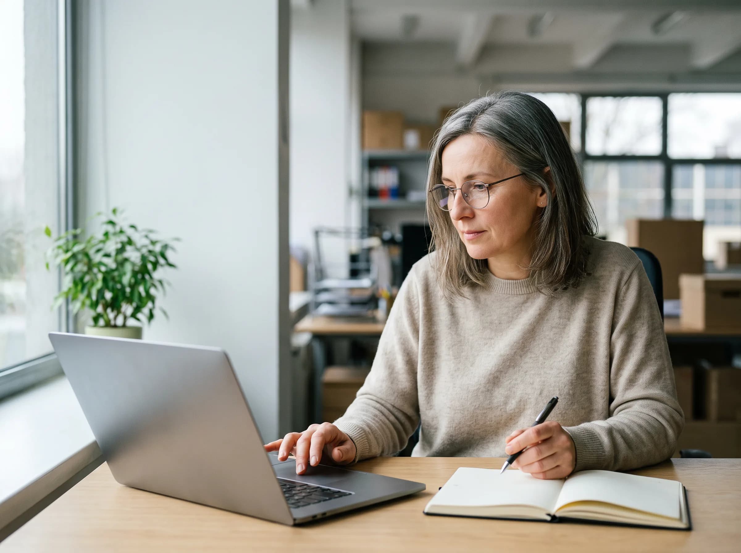Menedżerka szkoleń przegląda postępy zespołu na laptopie